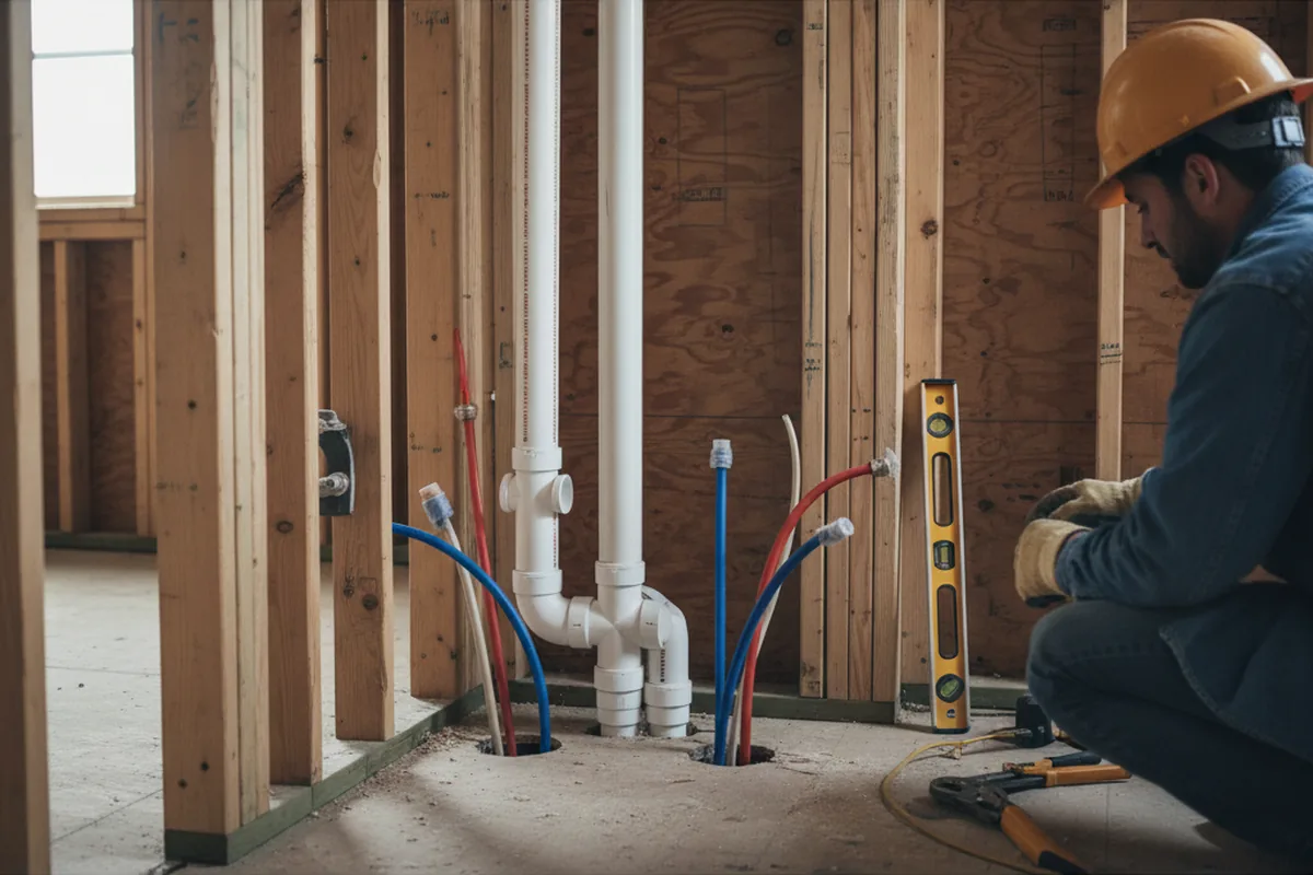 Drain and supply rough-in during Drain Cleaning in Sugar Land
